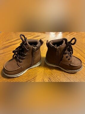 Old Navy Brown Lace-Up Toddler Ankle Boots with Side Zipper